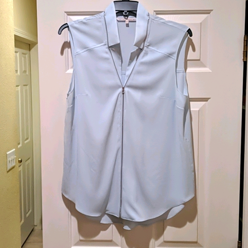 RACHEL Rachel Roy baby blue and silver blouse